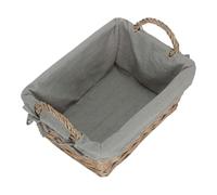 Medium Wicker Antique Wash Finish Handled Grey Cotton Lined Storage Basket