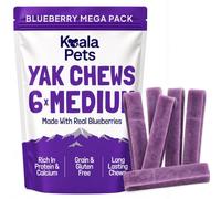 Medium Yak Chews for Dogs 100% Natural Long Lasting Dog Treats (Blueberry 6 Pack)