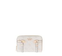 Medium zip wallet for women Guess Leona Logo Beige TU