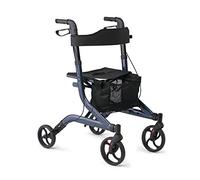 Medline Aluminum European Style Foldable Rollator with Backrest, 300 lbs. Capacity, Navy - for Foot & Leg Injuries & Post-Surgery Bariatric Care, 1 Ct.