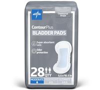 Medline ContourPlus Bladder Control Incontinence Pads, Moderate Absorbency, 5.5" x 10.5", 28 Count