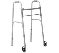 Medline Easy Care Folding Walker with 5" Wheels and Two-Button Release