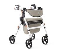 Medline Empower Rollator Walker with Seat and 8" Wheels, White Frame