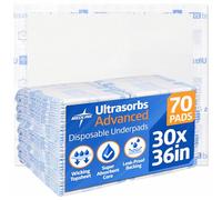 Medline Extrasorbs 30" x 36" Disposable Underpads - Super Absorbent, 70 Count