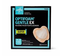 Medline Optifoam Gentle EX Bordered Foam Adhesive Dressing, 7" x 7" Sacral (5 Count)