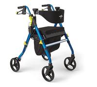 Medline Premium Empower Folding Mobility Rollator Walker with 8" Wheels, Blue