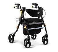 Medline Premium Empower Rollator Walker with Seat, Folding Rolling Walker with 8-inch Wheels, Black