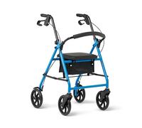 Medline Standard Adult Steel Rollator Walker Aid, Light Blue, 300 lb. Weight Capacity, 8” Wheels, Foldable, Adjustable Handles, Rolling Walker for Seniors