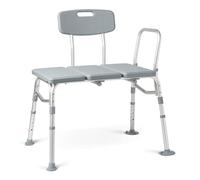 Medline Transfer Bench for Bathtub, for Use as a Bath Chair or Shower Seat, Durable with Height Adjustable Legs, Non-Slip Feet, Gray