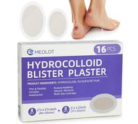MEDLOT Foot Blister Bandages, 16 Invisible Blister Pads, 2 Sizes, Hydrocolloid Bandages, Waterproof Pads for Blisters On The Toes, Prevention, Protection And Cur