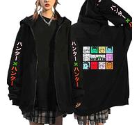 MEDM Anime Killua Zoldyck Zip Up Hoodie Jackets Hip Hop Streetwear Funy Long Sleeve Loose Casual Anime Sweatshirt