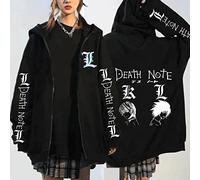MEDM Hot Death Note Anime Zip Up Hoodie Jackets Hip Hop Streetwear Funy Long Sleeve Loose Casual Fashion Death Note Sweatshirt Uniex-style3||4XL