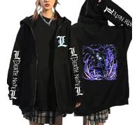 MEDM Hot Death Note Anime Zip Up Hoodie Jackets Hip Hop Streetwear Funy Long Sleeve Loose Casual Fashion Death Note Sweatshirt Uniex-style5||XL