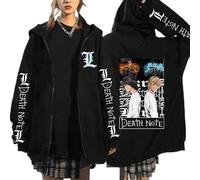 MEDM Hot Death Note Anime Zip Up Hoodie Jackets Hip Hop Streetwear Funy Long Sleeve Loose Casual Fashion Death Note Sweatshirt Uniex-style4||4XL