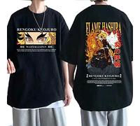 MEDM Rengoku Kyoujuro Double Sided T-Shirt Demon Slayer Anime Kimetsu No Yaiba T Shirts Short Sleeve Hip Hop T Shirt Cotton Tee Shirt-style6||S