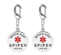 MEDMAX 2 Pack Epipen Inside Keychain with Quick Clip, Stainless Steel Dual-Sided Medical Alert Tag for Diabetic Travel Carrying Case Medication Organizer Bag