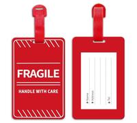 MEDMAX 2 Pack Fragile Luggage Tag with Name ID Card, Handle with Care Travel Tag for Luggage Suitcase or Bags, Easy to Spot