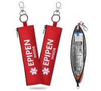 MEDMAX 2 Pack Insulated Slim Epipen Carry Case, Portable Double Sided Emergency Printing Medical Pouch Holder for One Epipen Allergy Medicine Essentials