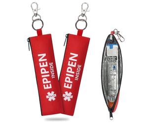 MEDMAX 2 Pack Insulated Slim Epipen Carry Case, Portable Double Sided Emergency Printing Medical Pouch Holder for One Epipen Allergy Medicine Essentials