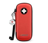 MEDMAX Epipen Carrying Case with Medical Alert Tag, Hard Shell Shock Absorption Travel Medication Organizer Bag Emergency Medical Pouch Holds 2 EpiPens, Asthma Inhaler, Auvi-Q, Allergy Essentials, Red
