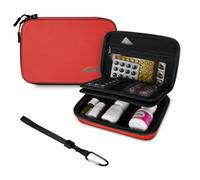 MEDMAX Pill Organiser Case, Portable Emergency Case Medicine Bag Organiser for Medicine Vitamins Fish Oil Pills, Shockproof Medicine Bag for Travel (Empty Bag), Red