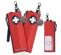 MEDMEX 2 Pack Insulated Slim EpiPen Carry Case with Medical Alert Tag, Portable Emergency Medical Pouch, Epipen Holder with Keychain Clip for Allergy Medicine Essentials & Diabetes, Red