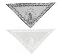 Mednkoku 2Pcs Church Veil Triangle 49.2x25 Inch Black & White Veil Lace Embroidered Vintage Catholic Head Coverings for Women