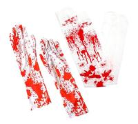 Mednkoku Bloody Halloween Costume 1 Pair Realistic Bloody Gloves and 1 Pair Socks Stained Blood Halloween Gloves Women Girls Over Knee Stocking for Killer Cosplay Decor, Costume