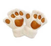 Mednkoku Cat Paw Gloves, Winter Women Girls Cute Cat Claw Paw Plush Mittens Short Half Finger Gloves For Cosplay,Home Office Beige