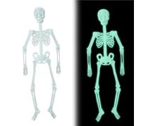 Mednkoku Glow in the Dark Skeleton 59.06 Inch Halloween Skeleton Life Size Hanging Luminous Full Body for Haunted House Halloween Decorations, Life Size