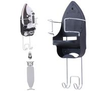 Mednkoku Iron Holder,Ironing Board Holder Wall Mount Universal Iron Holder Heavy Duty Ironing Board Hanger Foldable Heat Resistant Ironing Board Holder for Home, Black