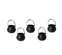 Mednkoku Mini Cauldron Kettles Cups Halloween Kids Trick or Treat Candy Bucket Candy Cauldron Kettles Halloween Toy Party Decoration Supplies Black Witch 5 Pcs, Plastic Kettle