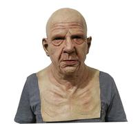 Mednkoku Old Man Mask Realistic Bald Head Latex Mask One Size Halloween Creepy Scary with Ventilation Holes Wrinkle Face for Halloween Cosplay Party Prank, Latex