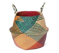 Mednkoku Seagrass Basket Belly Basket Natural Woven Flower Pot Storage Organizer With Handles For Laundry,Belly Basket