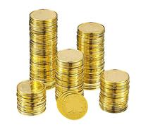 Mednkoku St. Patrick's Day Coin Gold Plastic Shamrock Coin 3-leaf Clover Coin for Party Supply 100PCS Gold St Patricks Favors Supplies