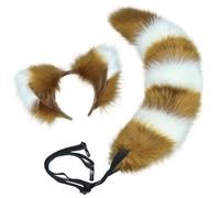 Mednkoku Wolf Ears and Tail, Fox Ears and Tail Set, Soft Fluffy Fox Headband & Adjustable Furry, Gothic Punk Accessories for Halloween Party Cosplay Costume, Brown