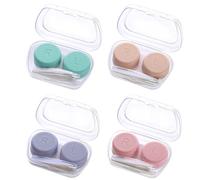 Medo 4 Pack Contact Lens Cases, Contact Lens Container Box Portable Travel Contact Lens Case Left/Right Eyes Contact Lens Holder with Storage Box Tweezers Wearing Stick