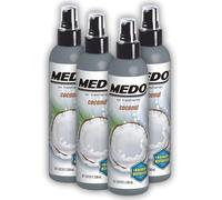MEDO Pump Spray Car Air Freshener, Strong Long-lasting Fragrance, Odour Neutraliser Spray for Car Interior Home & Office - 4 Pack x 236ml Coconut Scent