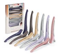MEDOCA 12PCS Hair Clips for Styling Sectioning - Non Slip No Crease Duck Billed Hair Clips for Women with Silicone Band - Professional 4.3 Inch Large Salon Hair Cutting Clips for Hairdresser - Morandi
