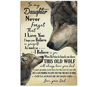 Medoi to My Daughter Wolf Never Forget That I Love You Amazing Home Cafe Wall Decoration Easter Mother's Day Best Gift for Friends Retro Tin Sign 8X12 inch