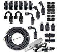 Medoon 6AN PTFE 6AN Fuel Line Kit, Braided Stainless Steel Fuel Hose, LS Swap EFI E85 for PTFE Injection Fuel 3/8 Inch, 26 Feet