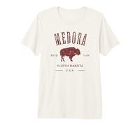 Medora North Dakota 1886 Bison Distressed Design Souvenir Premium T-Shirt