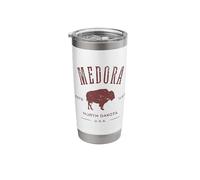 Medora North Dakota 1886 Bison Distressed Design Souvenir Stainless Steel Insulated Tumbler