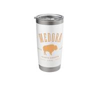 Medora North Dakota 1886 Bison Distressed Design Souvenir Stainless Steel Insulated Tumbler