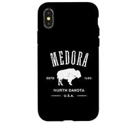 Medora North Dakota Souvenir Distressed Style Buffalo Design Case for iPhone X/XS