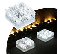 MEDOYOH 1PCS Cool White Light Solar Light PVC Brick, 10x10x5CM Solar Ground Light On/Off Ponds Lights Outdoor Garden Ornaments