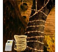MEDOYOH 5M Rope Fairy Light Indoor of 100 LED, Hemp Rope String Lights Battery Power Rope Light Waterproof for Garden Patio Balcony Swing Trunk Decor