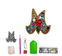 MEDOYOH DIY Letters "M" Diamond Painting Key Chains, Double-Sided Retro DIY Diamond Painting Kits Keychain, DIY Letters Art Craft Crystal Diamond Keyring Kits for Key Chain Pendant Bag Decor Brooch