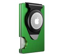 Medrega Apple Airtag Wallet Men Slim : Metal Air Tag Wallets Wallet with 2 Money Clip Replaceable Gift Boxed Set for Male Husband at Anniversay Brithday, Olive, Smart Wallet, Minimalist