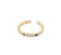 MEDSEF 14K Gold Plated Cubic Zirconia Colorful Evil Eye Ring,Adjustable Stackable Rings Minimalist Protection Jewelry (B)